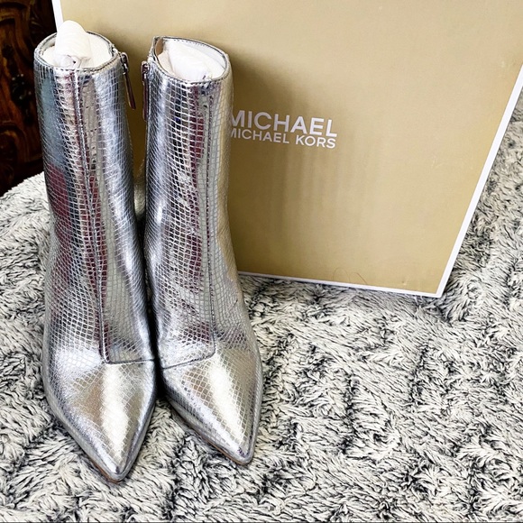 Michael Kors Leona Metallic Leather Snake Boots - Picture 2 of 14